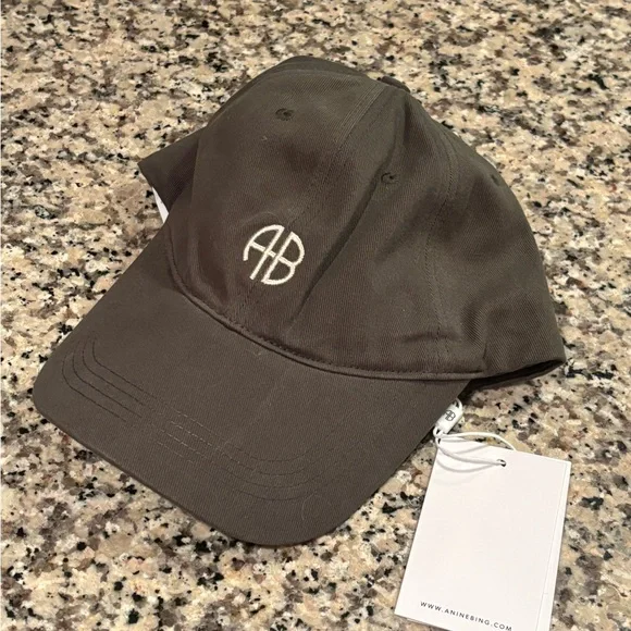 Anine Bing Jeremy Baseball Hat in Dark Olive NEW WITH TAGS - Picture 2 of 4